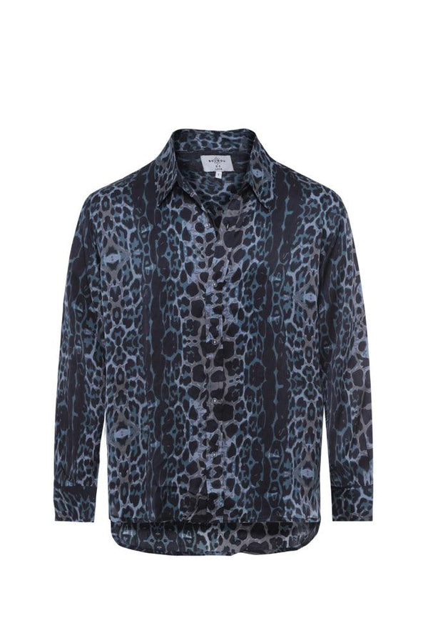 Blue Wavy Silk Cheetah Shirts - by Le Boubou - le boubou