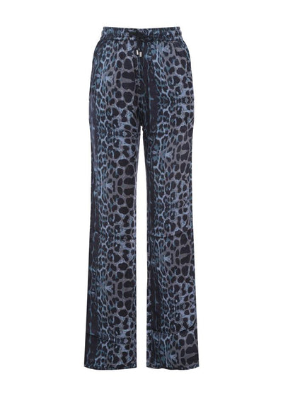 Blue Wavy Silk Cheetah Women Pants - le boubou