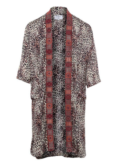 Cheetah Silk 3/4 Sleeves Kimono - le boubou