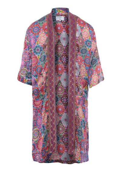 Mosaïque Silk 3/4 Sleeves Kimono - le boubou