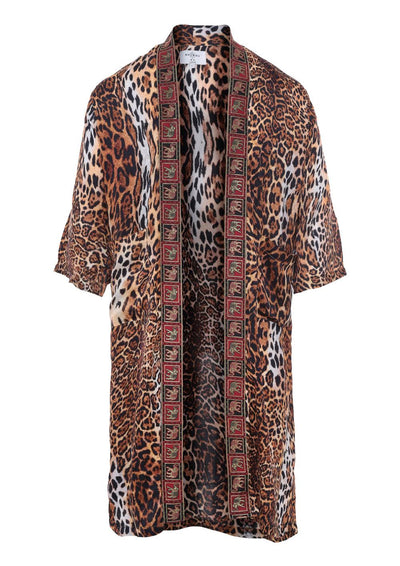 Wavy Cheetah 3/4 Sleeves Kimono - le boubou